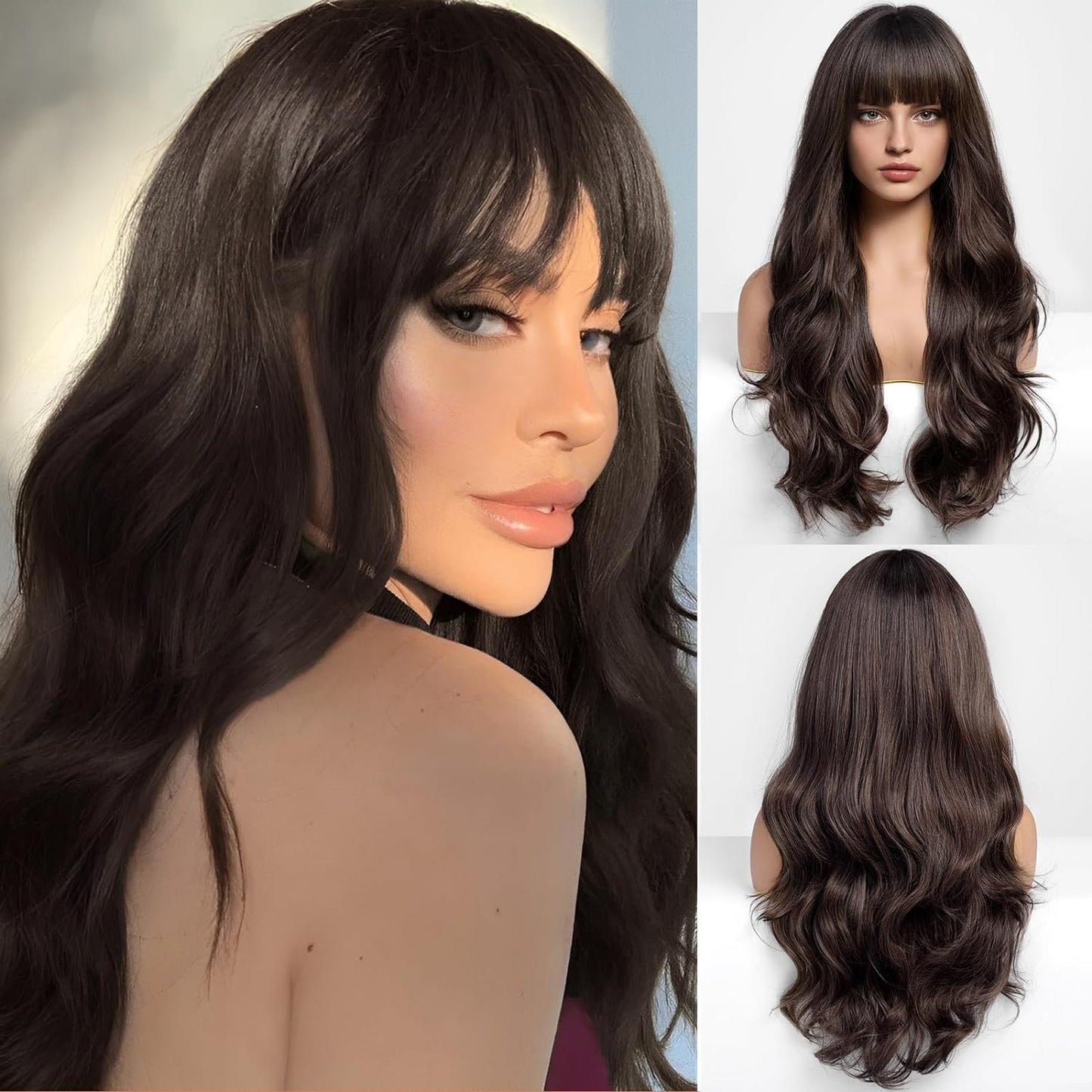 Women's Fashion Synthetic Wigs Brown Gradient Color Wig Long Curls