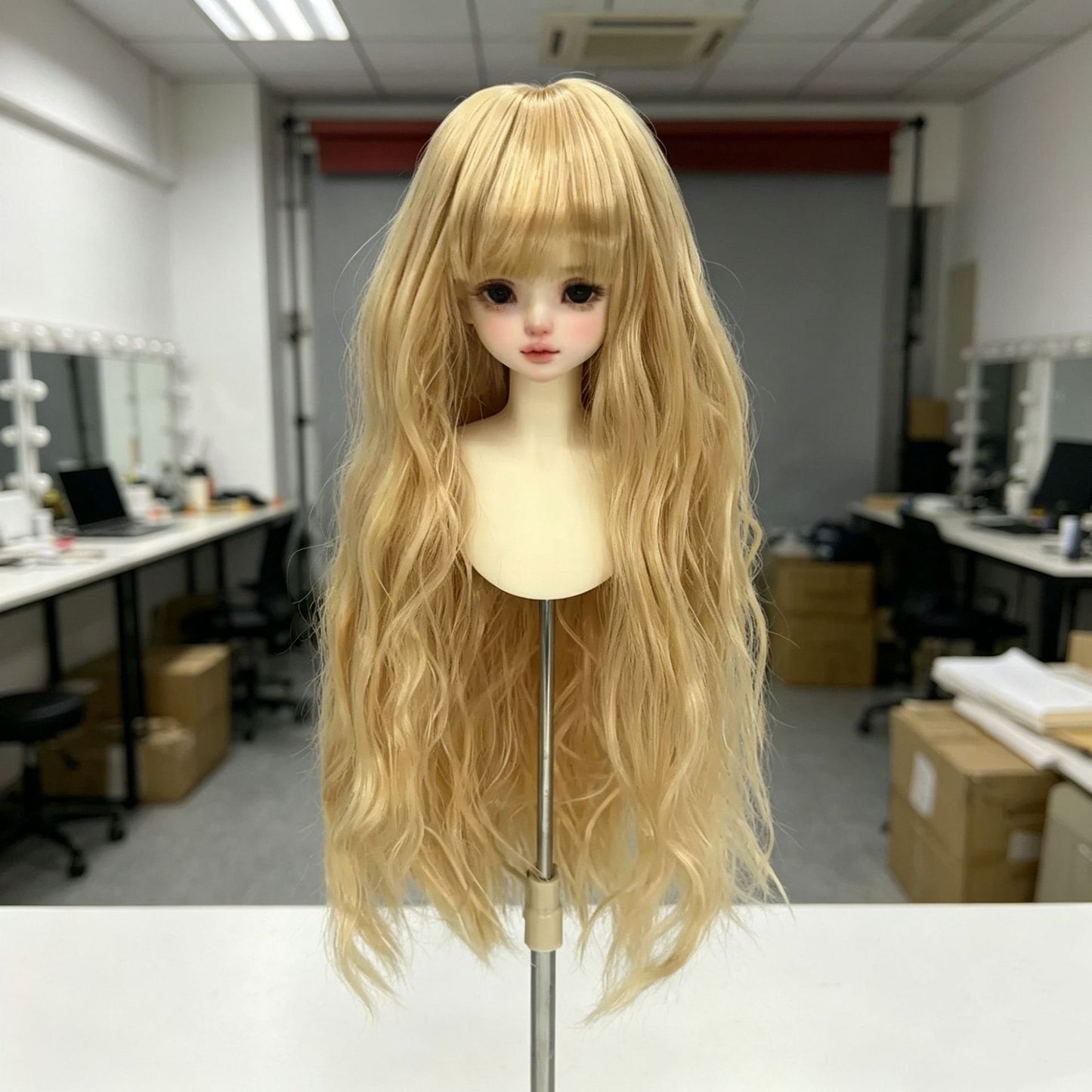 Doll Mid-length Curly Wave Water Ripple Points Chemical Wig Long Curls