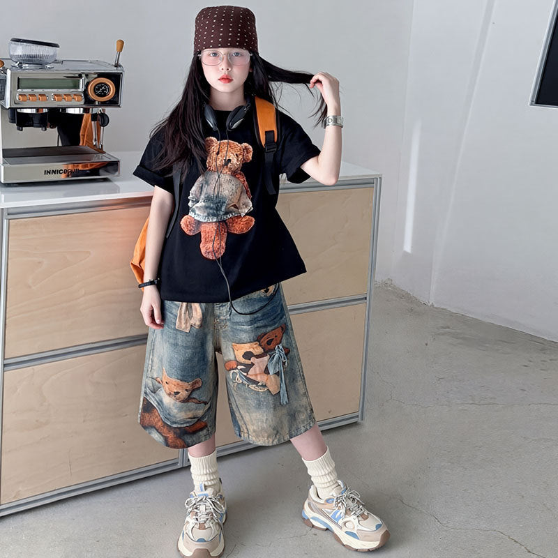 Children's Jeans Fashionable Korean Style Medium Big American Bear Children's Pants