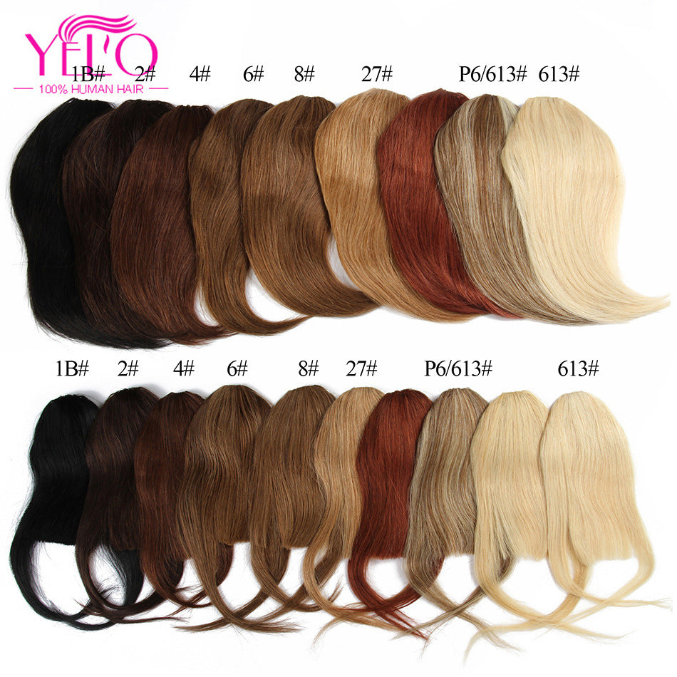 Human Hair Straight Fake Naturally Invisible Seamless Wig Bangs