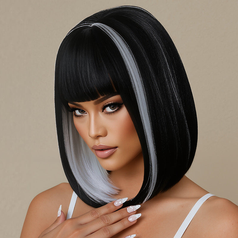 Women's Fashionable Bangs Short Hair Natural Chemical Long Straight Wig