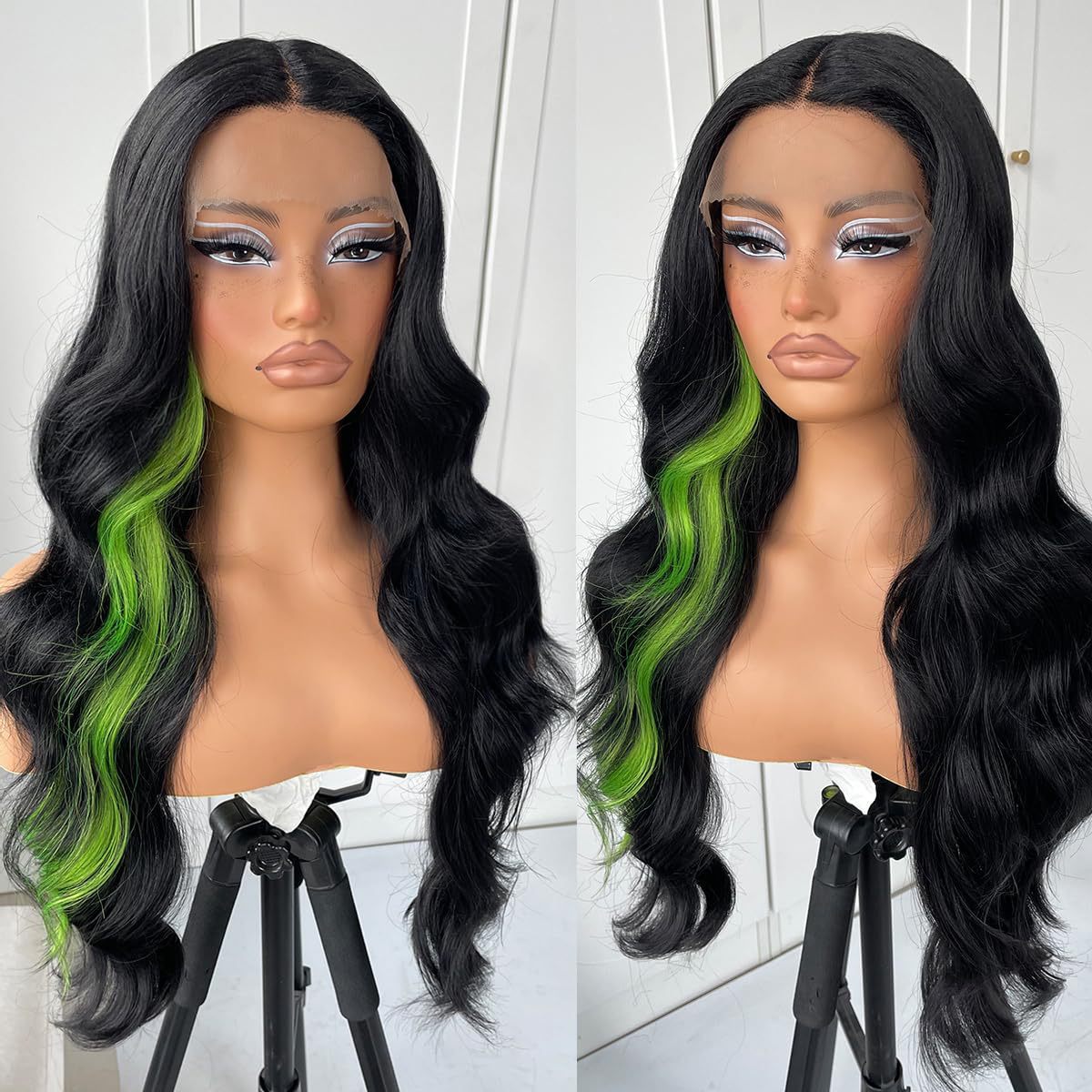 Women's Front Lace Synthetic Wigs Golden Medium Curly Hair Big Wave Wig Long Curls