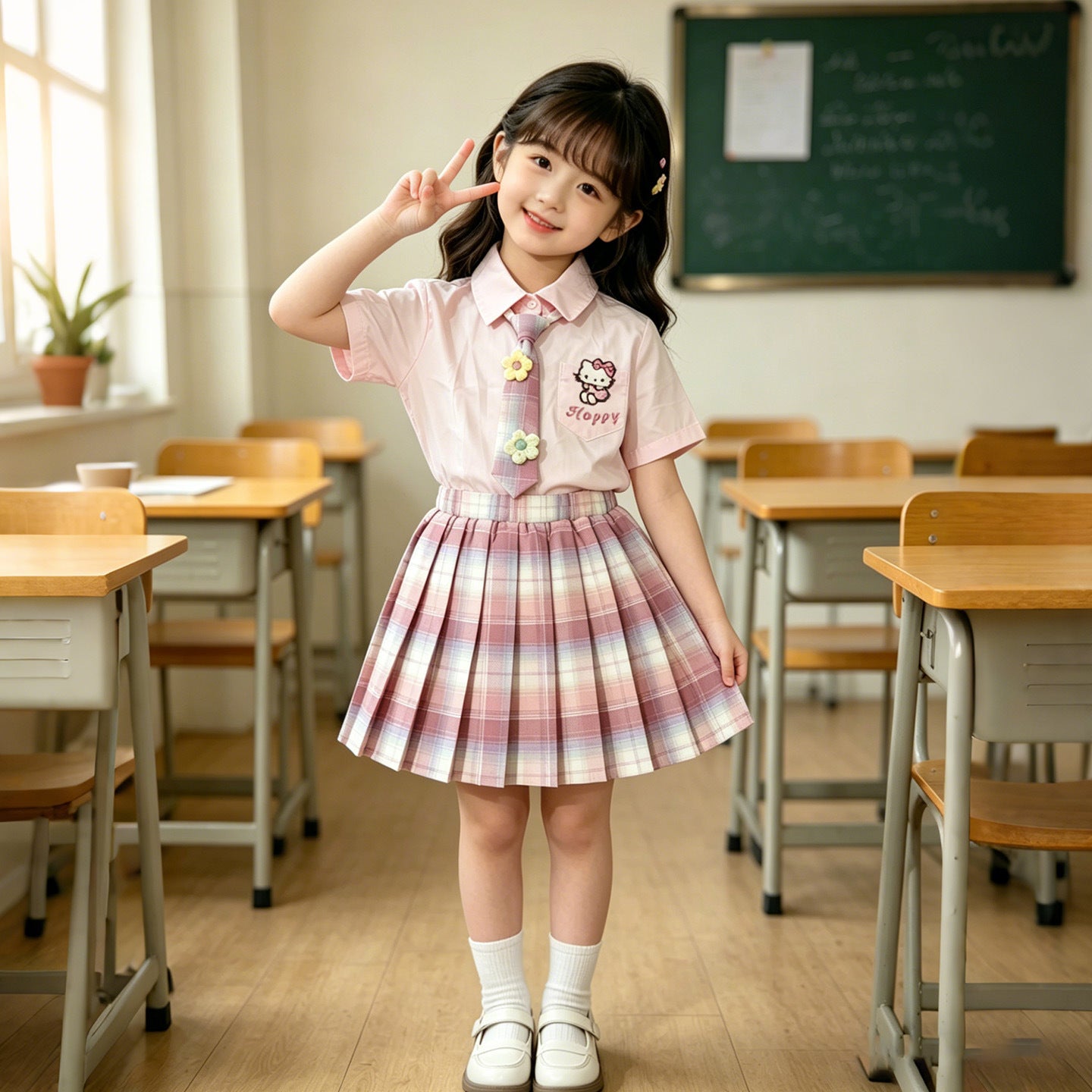Summer Clothes Preppy Style Fashionable Uniforms Shirt Dress Children's Suit