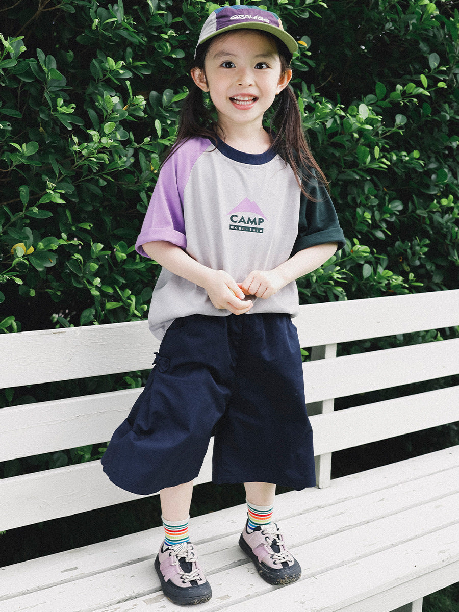 Children's Contrast Color Short-sleeved Summer Cotton Shirt Mountain Children's T-shirt