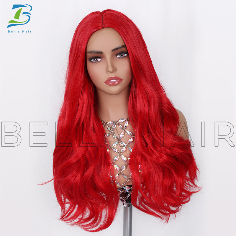 Red Medium Large Wave Long Fashion Fiber Wig Short Curly Hair