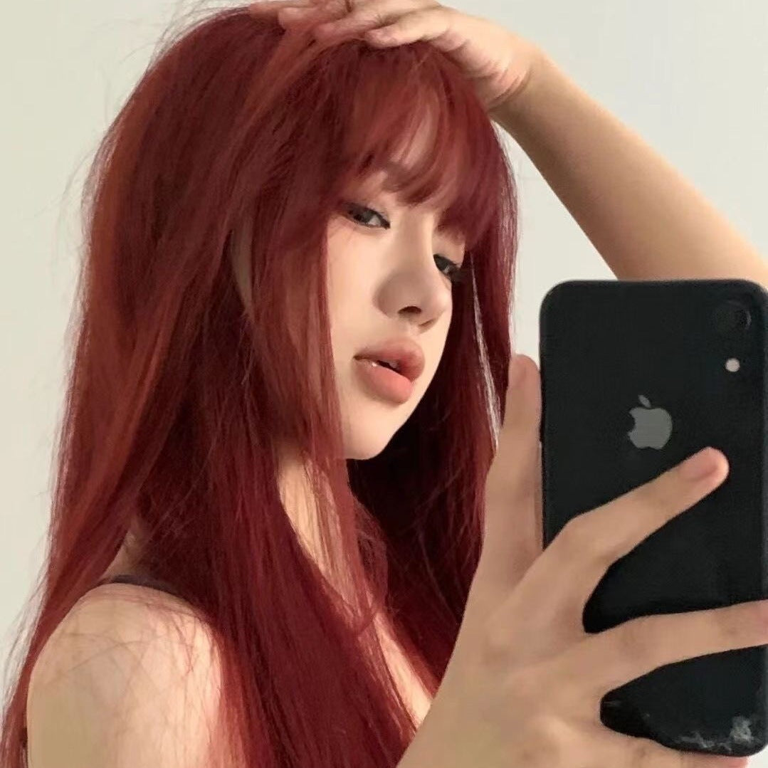 Female Hair Temperament Rose Red Sea Long Straight Wig