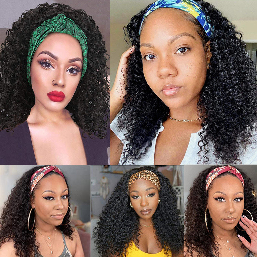 Women's Band African Small Volume Afro Fiber Synthetic Wig Short Curly Hair