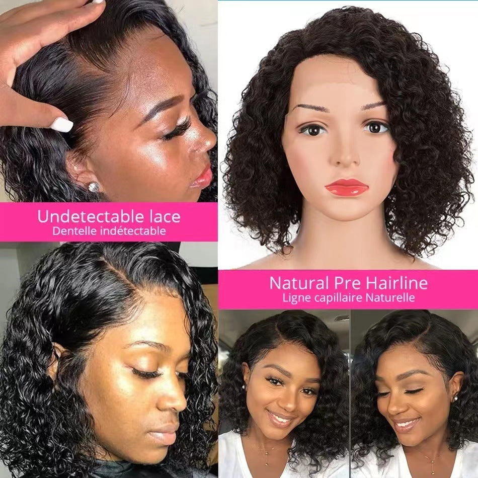 Women's Front Lace Wigs With Small African Wig Short Curly Hair