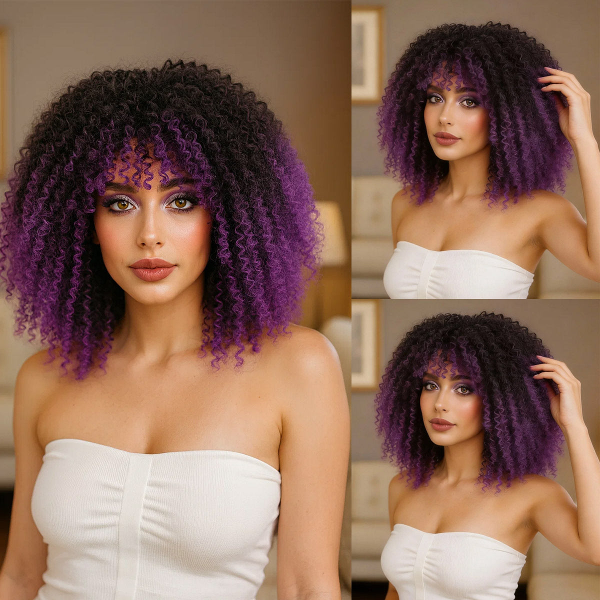 Fiber Female Head Cover African Small Wig Short Curly Hair
