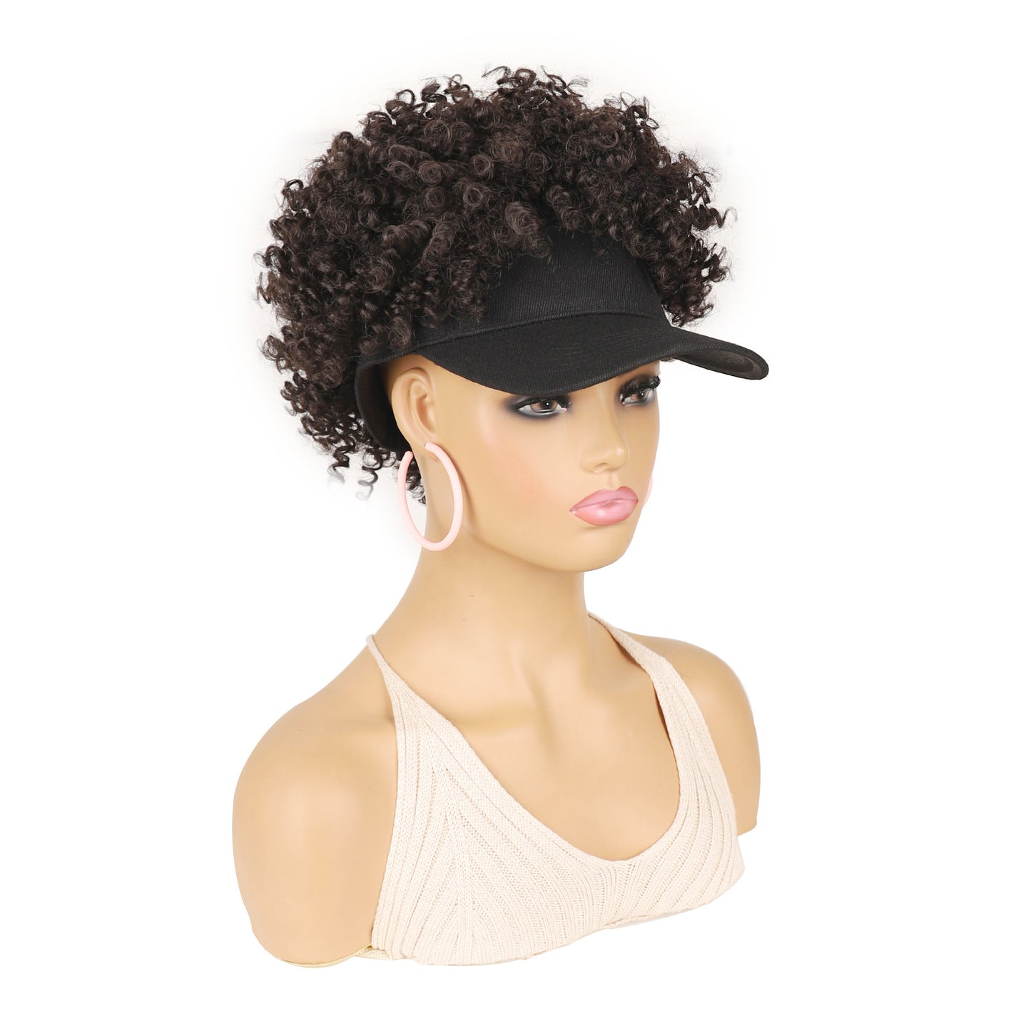 Women's Hat Small Roll Head Cover Screw Spring Wig Short Curly Hair