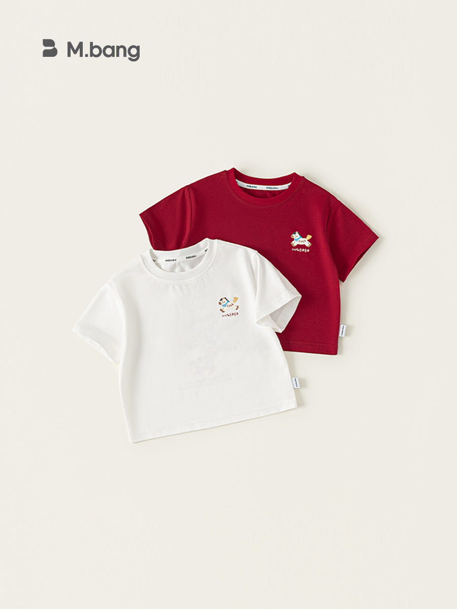 Children's Woven Clothing Short-sleeved Loose Summer Thin Cartoon Children's T-shirt