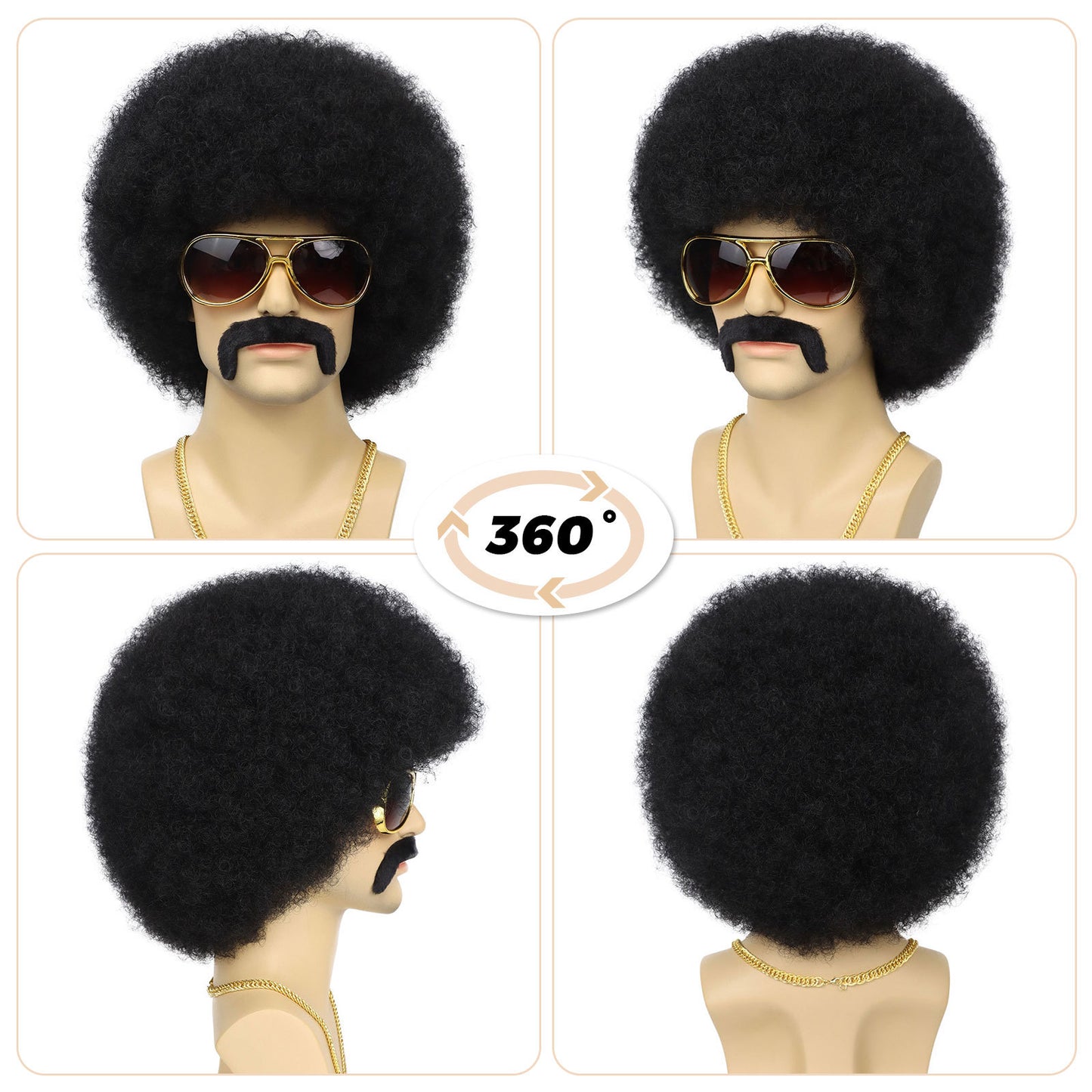 Men's Hood Fluffy Afro African Small Roll Men's Wig