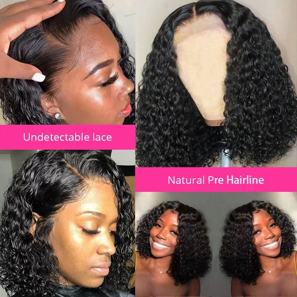 Lace Medium African Small Volume Afro Wig Short Curly Hair