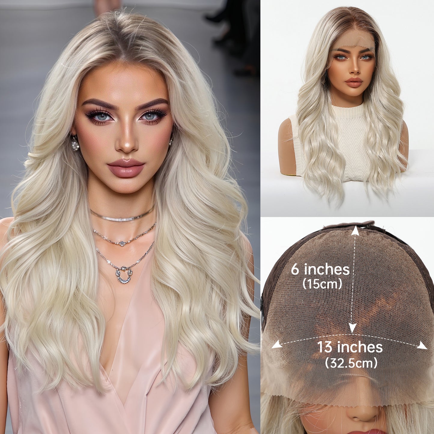 Area Lace Female Light Brown Dyed Curly Hair Wig Long Curls