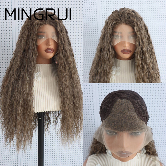 Women's Brown Synthetic Fiber Lace Forehead For Inch Without Wig Long Curls