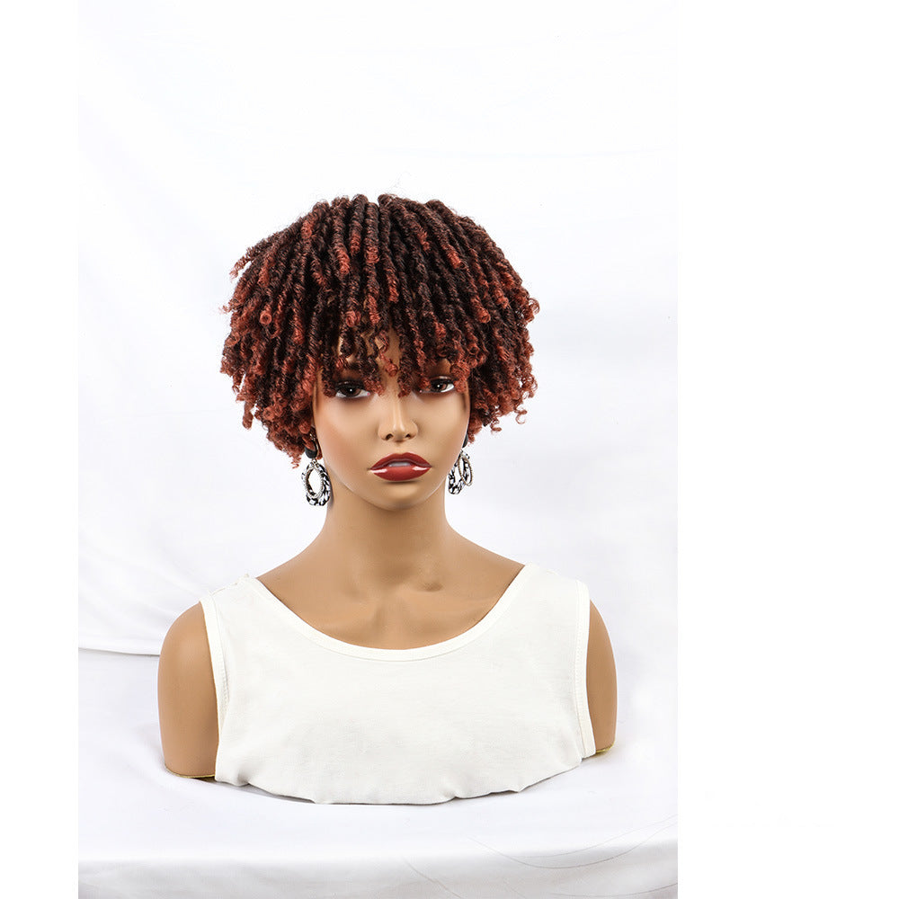 African Dreadlocks Braid Head Synthetic Chemical Fiber Half Wig Short Curly Hair