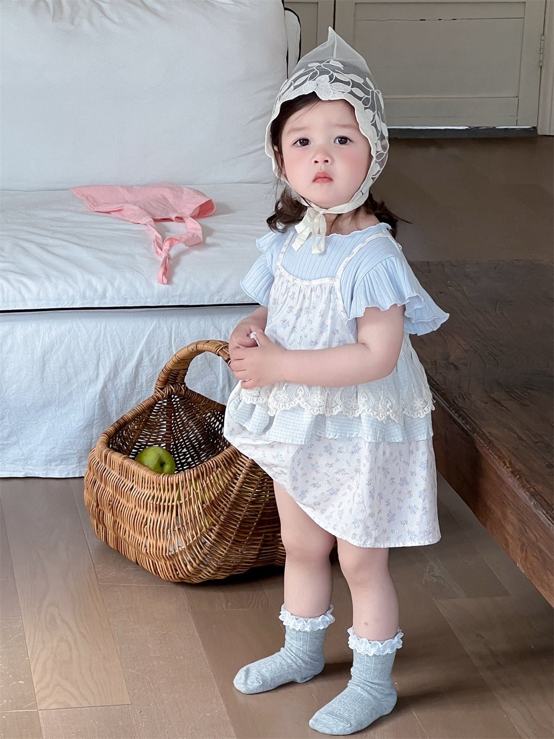 Children's Summer Thin Korean Style Skirt Clothes Short Sleeved T-shirt Children's Suit