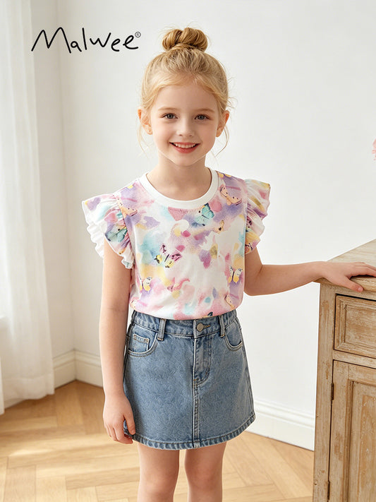 Children's Clothing Loose Breathable Round Neck Short-sleeved Cartoon Printed Casual Children's T-shirt