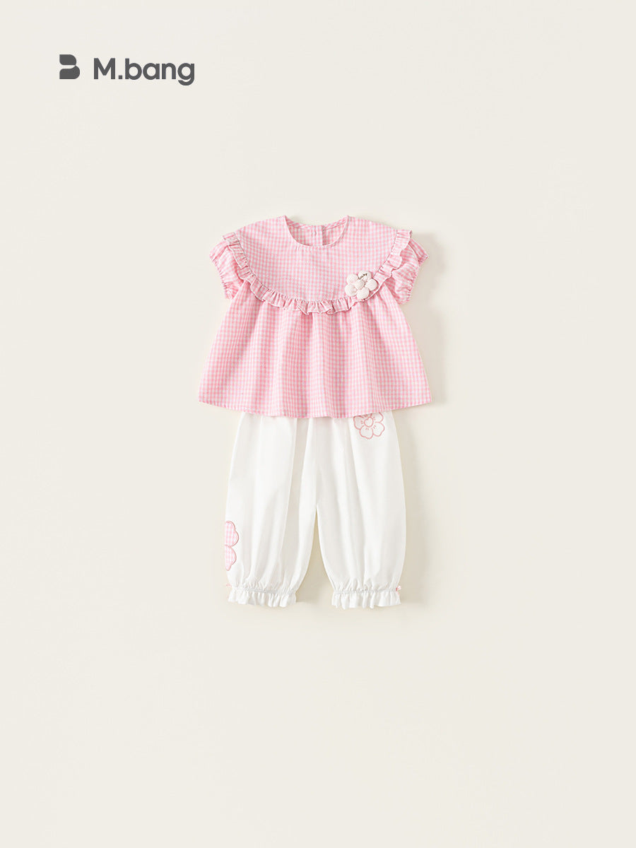 Children's Shirt Ankle Banded Pants Two-piece Flower Summer Clothes Short Sleeve Children's Suit