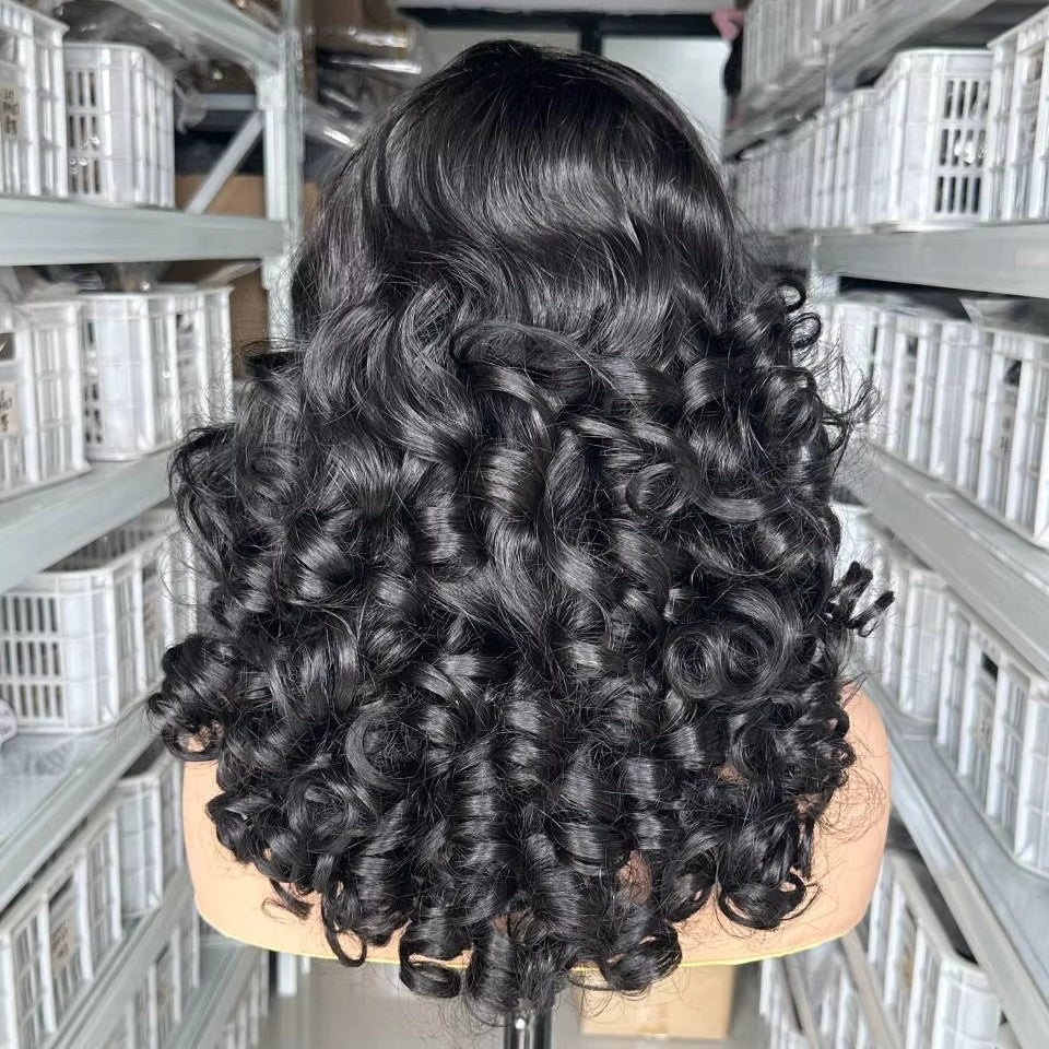 Women's Heat-resistant Synthetic Fiber Small Wave Black Wig Short Curly Hair