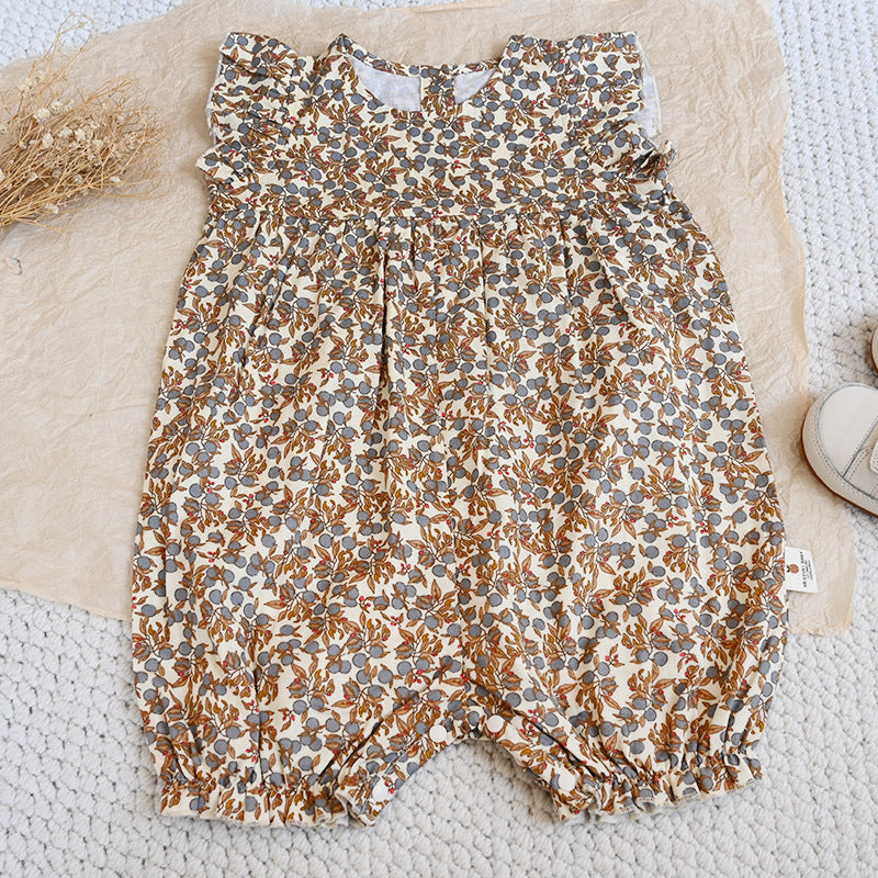 Open Summer Clothes Princess Style Class Cotton Nordic Sling Flounced Jumpsuit, Climbing Suit