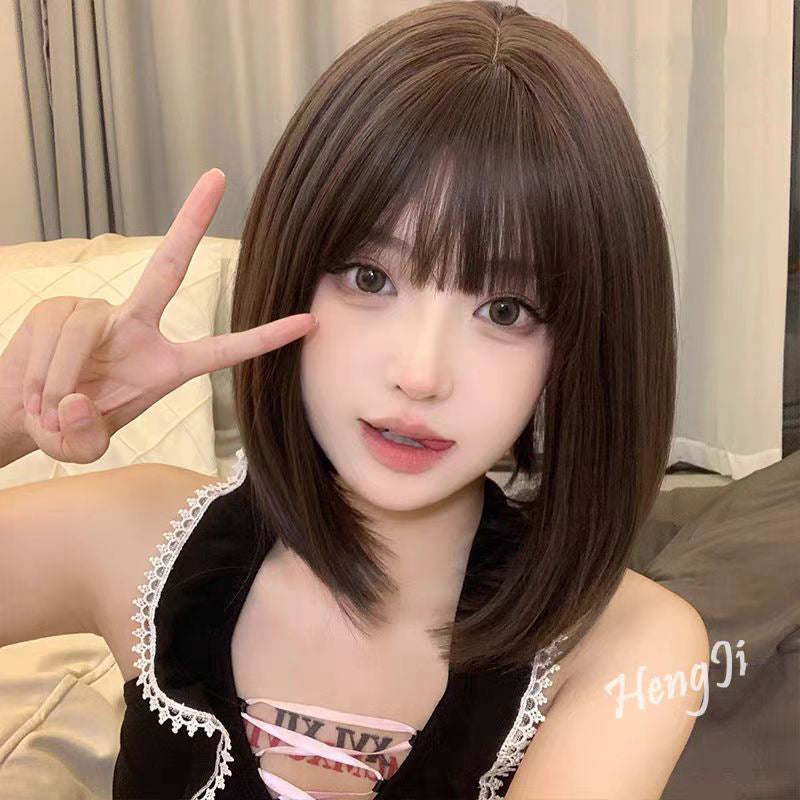 Female Natural Realistic Head Summer Whole Wig Short Curly Hair
