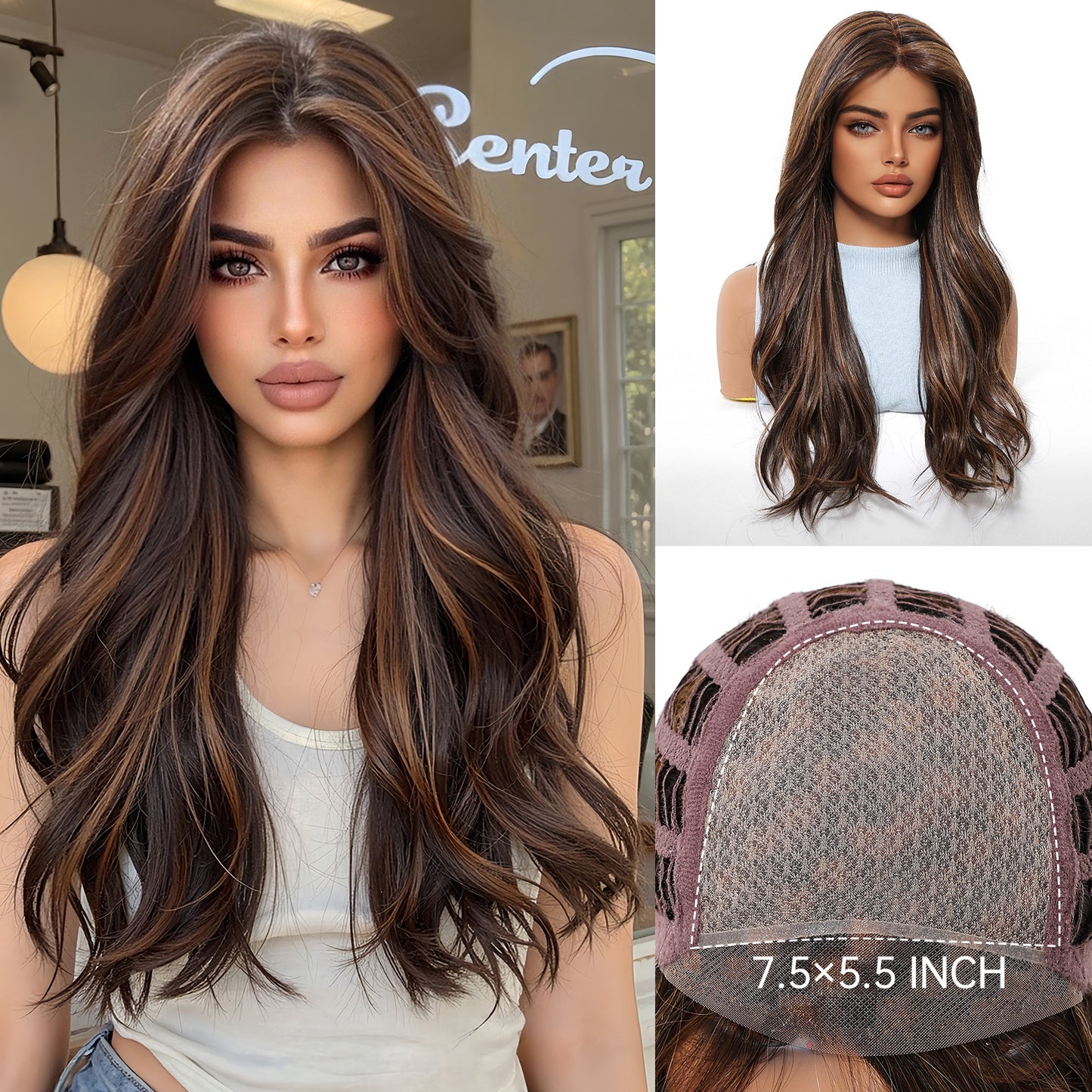 Silk Split Free Curly Hair Female Golden Long Straight Wig