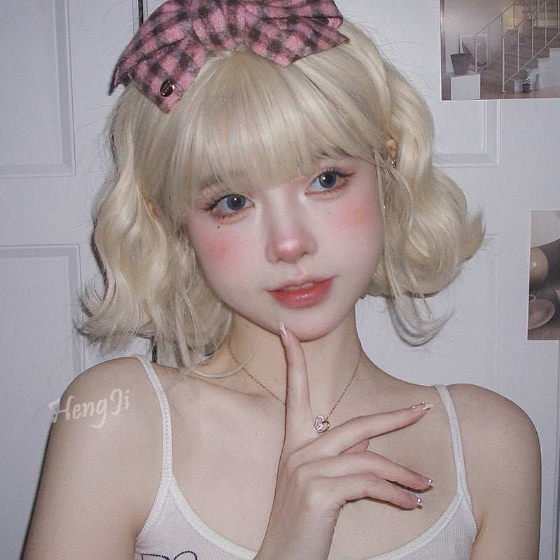 Women's Long Korean Style Fashion Sheath Wig Short Curly Hair