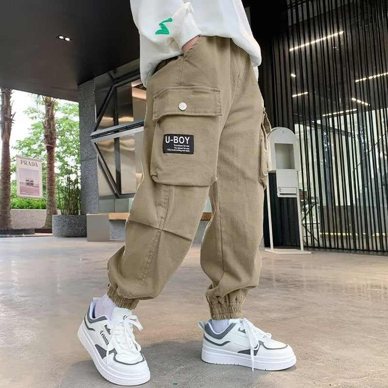 Children's Autumn Casual Overalls Medium Big Handsome Children's Pants