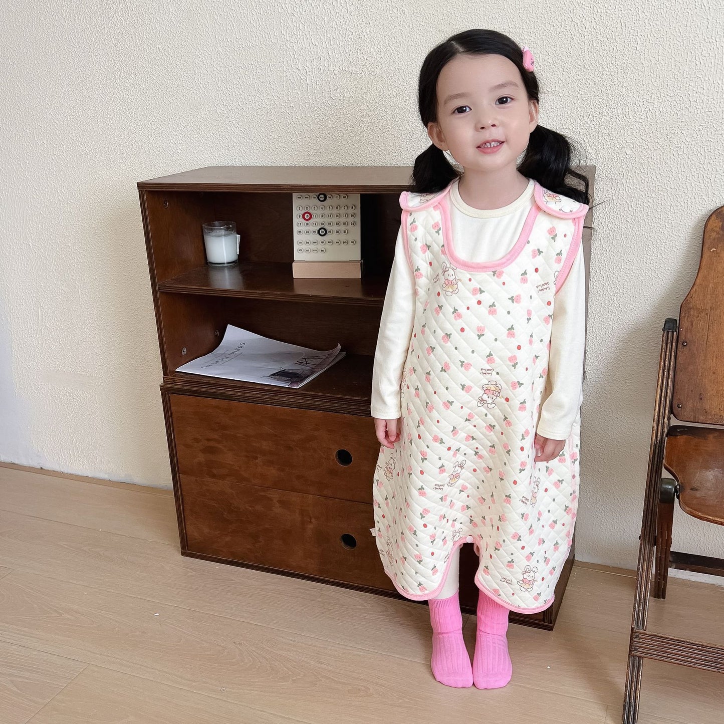 Children's Warm One-piece Pajamas Quilt Split Leg Middle Big Jumpsuit, Climbing Suit
