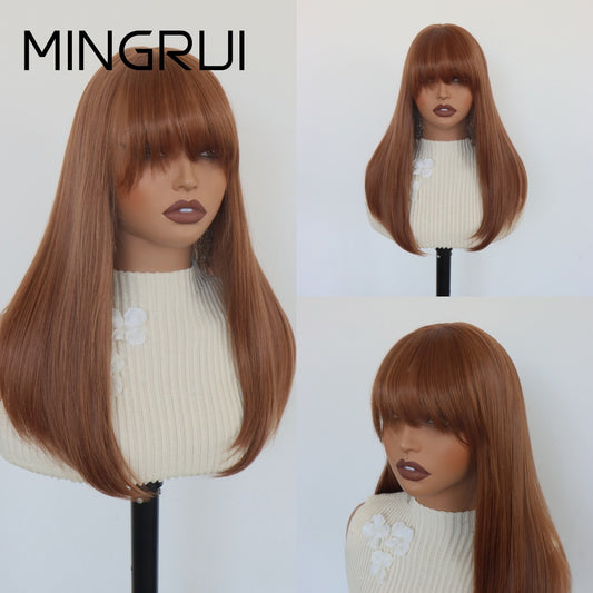 Golden Brown Medium Long Hair High Other Wig