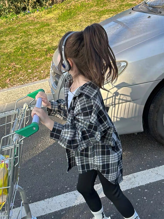Children's Plaid Spring Long Sleeve Korean Style Fashion Jacket Casual Children's Shirt