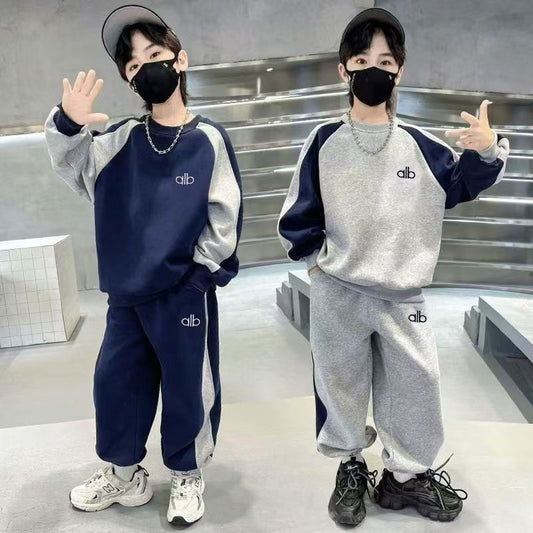 Children's Multicolor Hoodie Two-piece Leisure Sports Sweater Trendy Children's Suit
