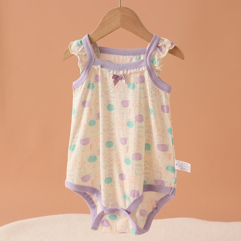 Summer Thin Rompers Sleeveless Triangle Cotton Breathable One-piece Jumpsuit, Climbing Suit