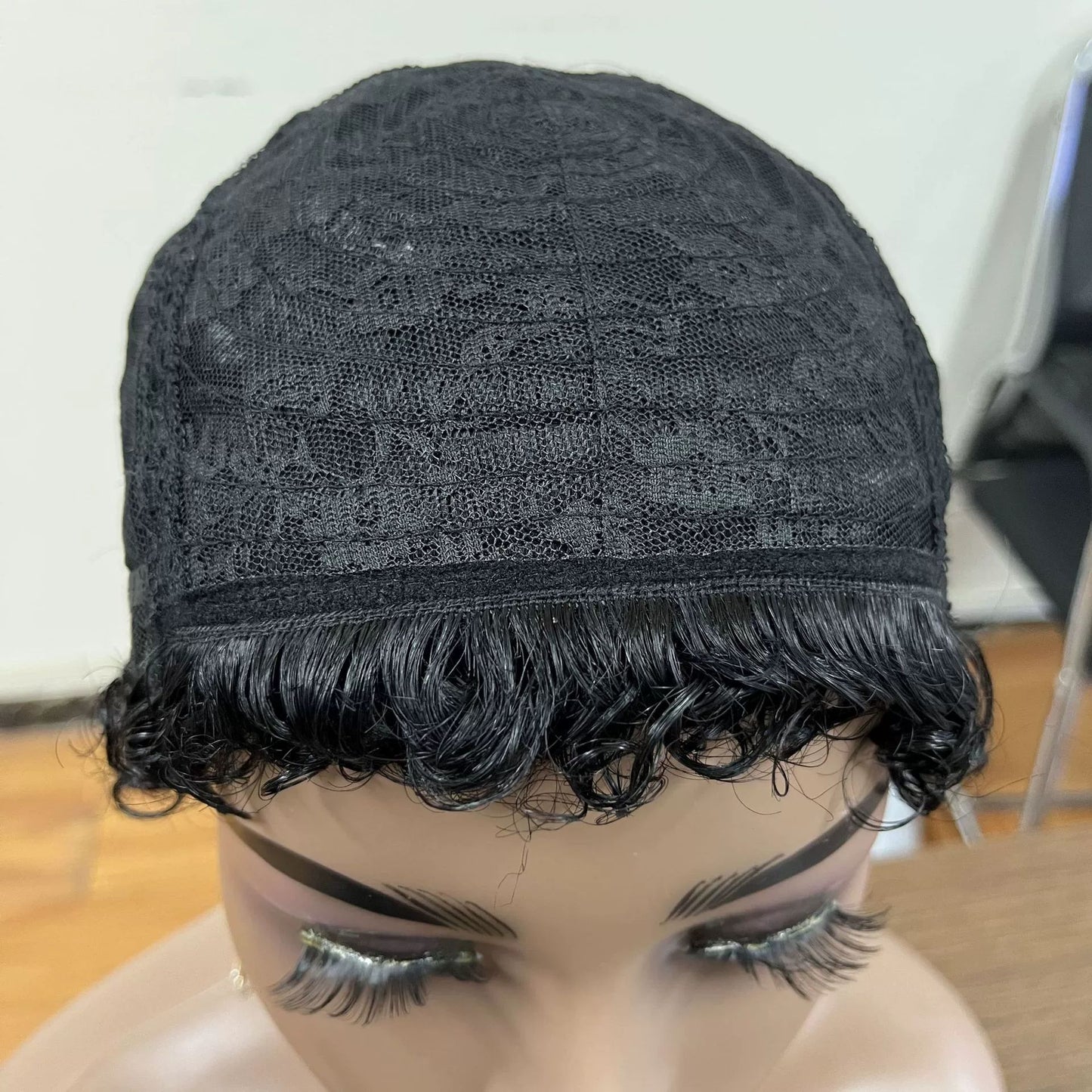 Curls Head Cover African Curly Short Real Hair Wig