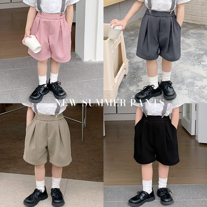 Children's Korean Shorts Boys Elastic Waist Pure Color Suit Children's Pants