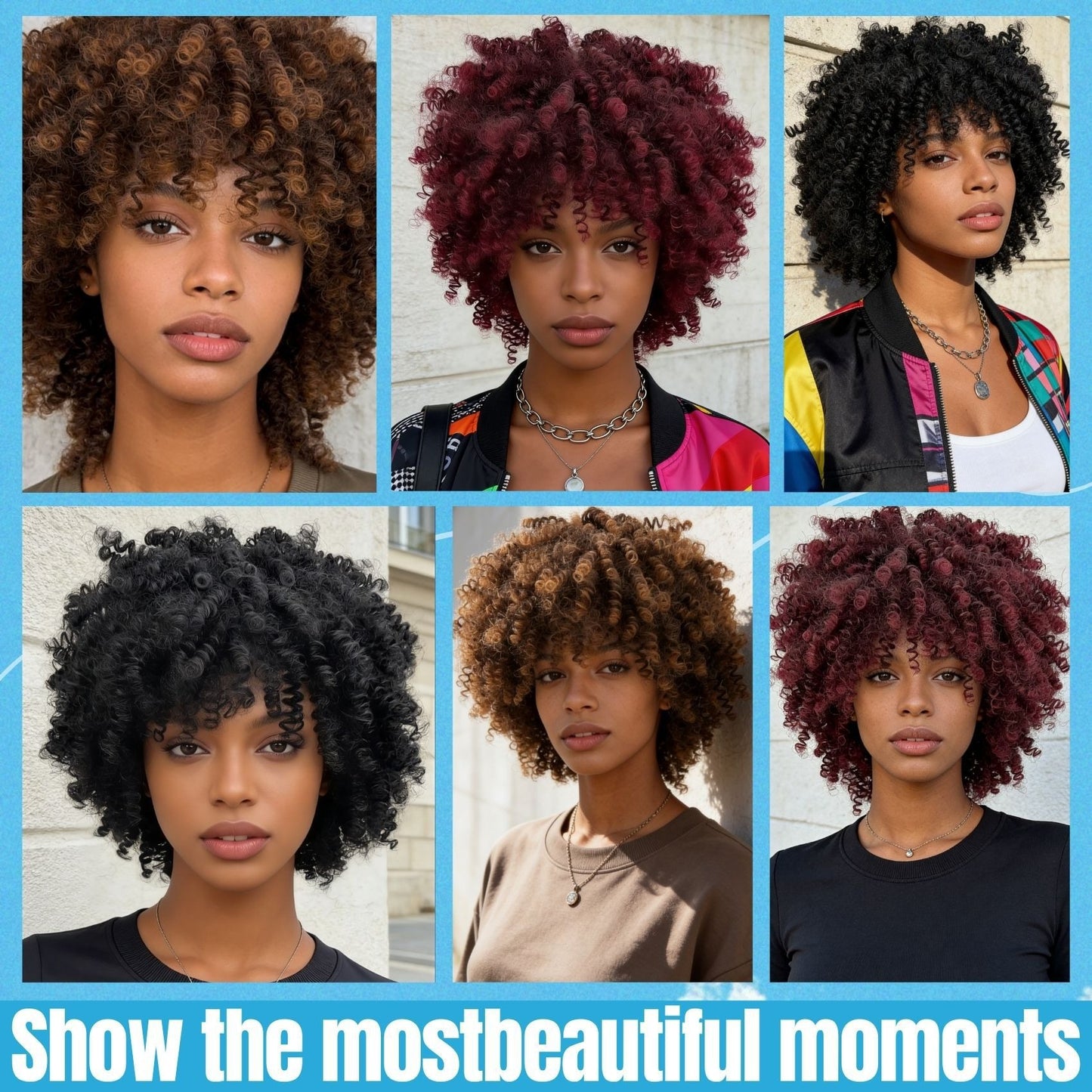 Women's African Wigs With Small Afro Full Wig Short Curly Hair