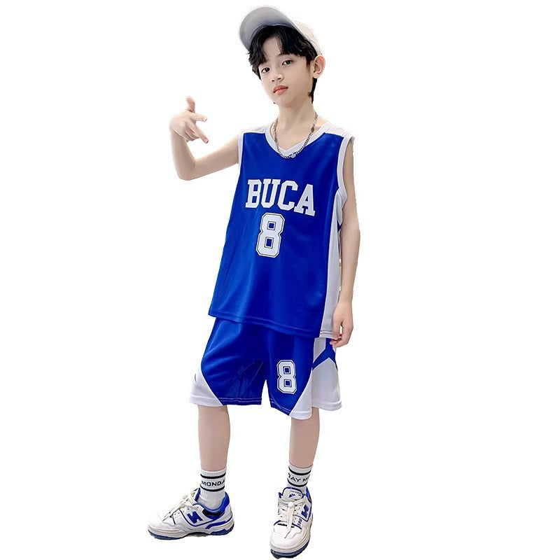 Children's Boys Summer Vest Elementary School Jersey Medium Big Sleeveless Western Children's Suit