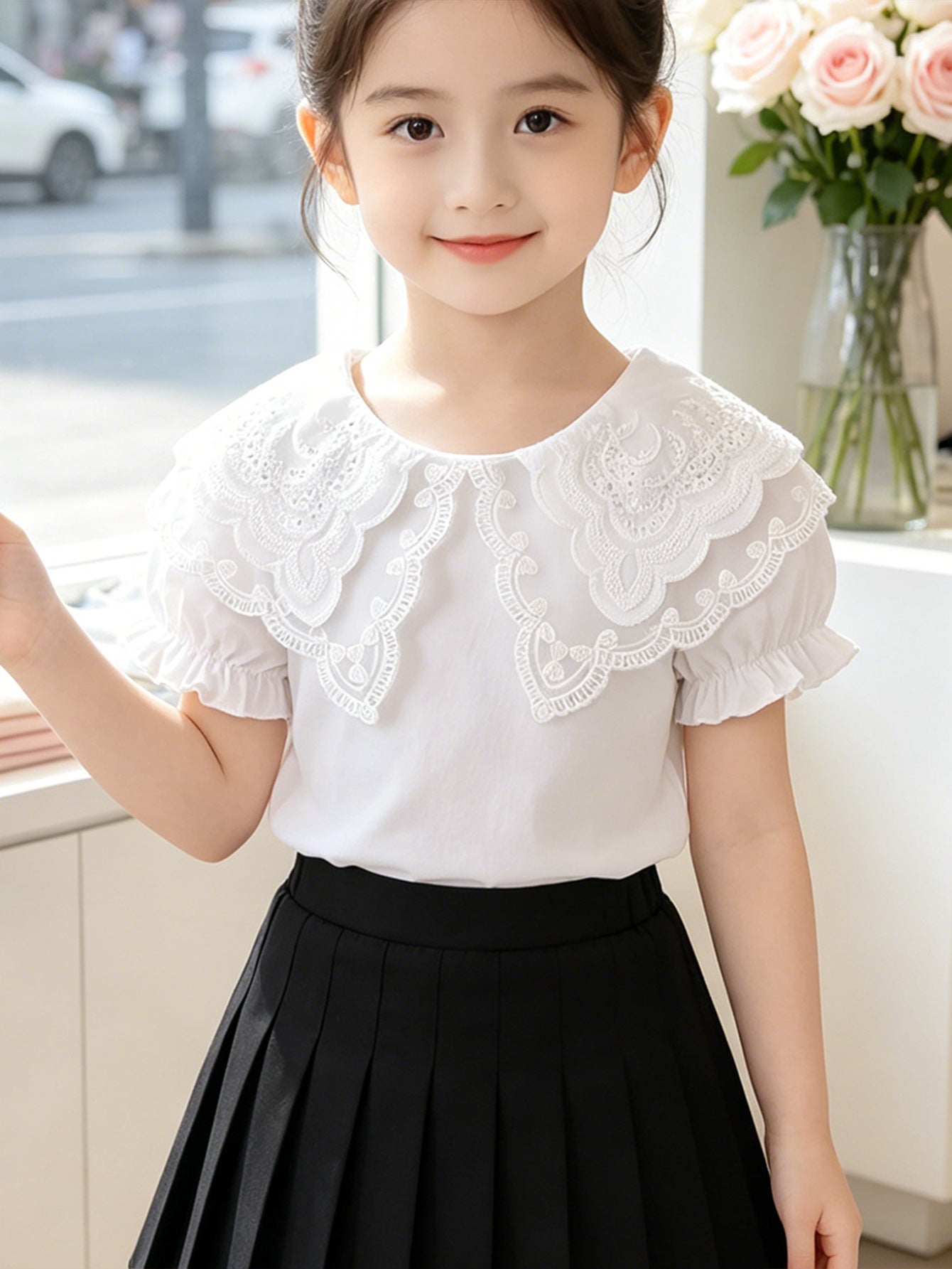 Children's Top Summer Thin Short-sleeved Casual Breathable Lapels Princess Children's T-shirt