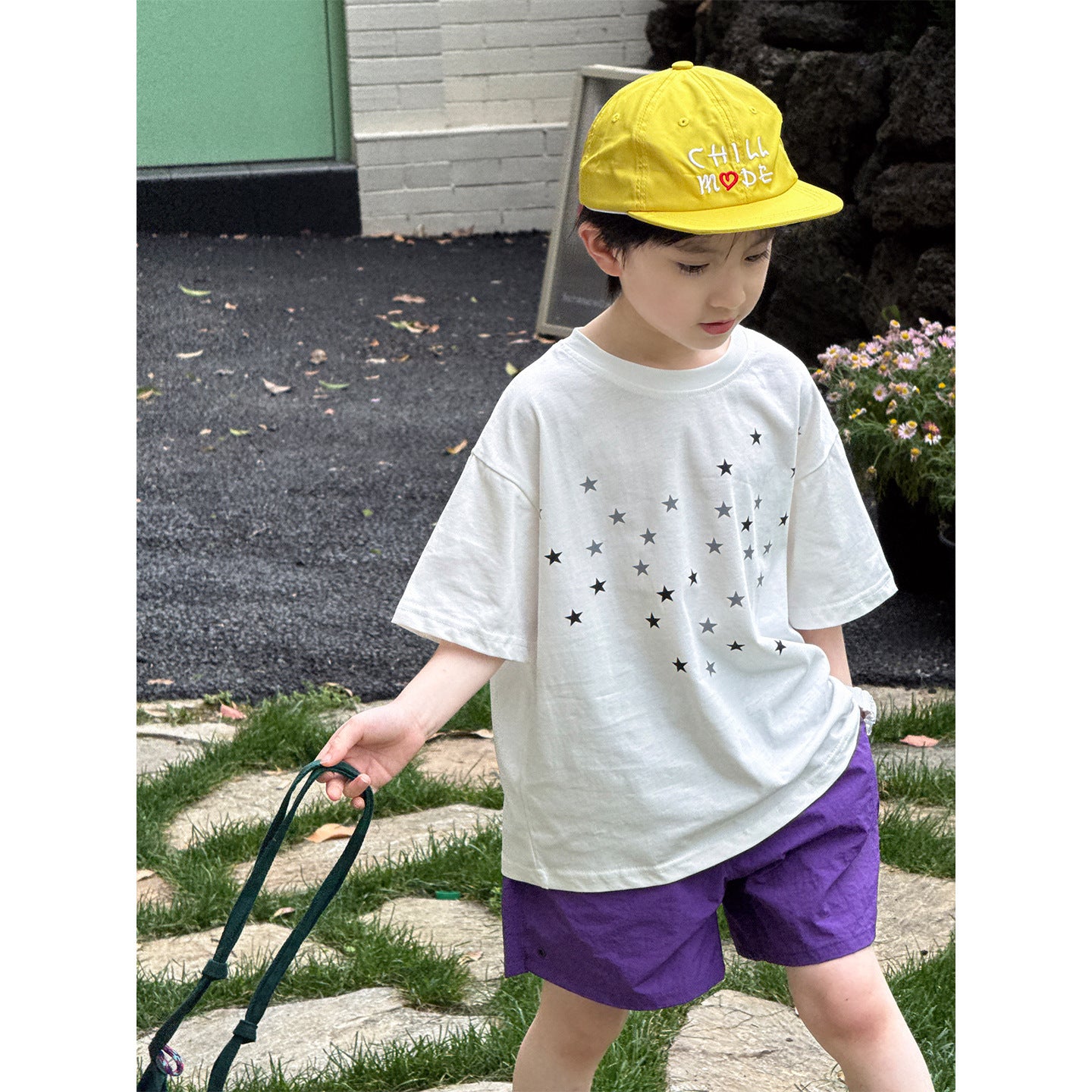 Children's Tops Printed Crew Neck Casual Boys Loose Breathable Short Sleeve Children's T-shirt