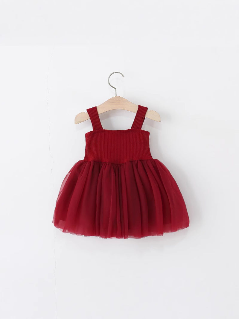 Children's Trendy Clothing Sleeveless One-piece Summer Bow Suspenders Mesh Princess Vest Children's Dress