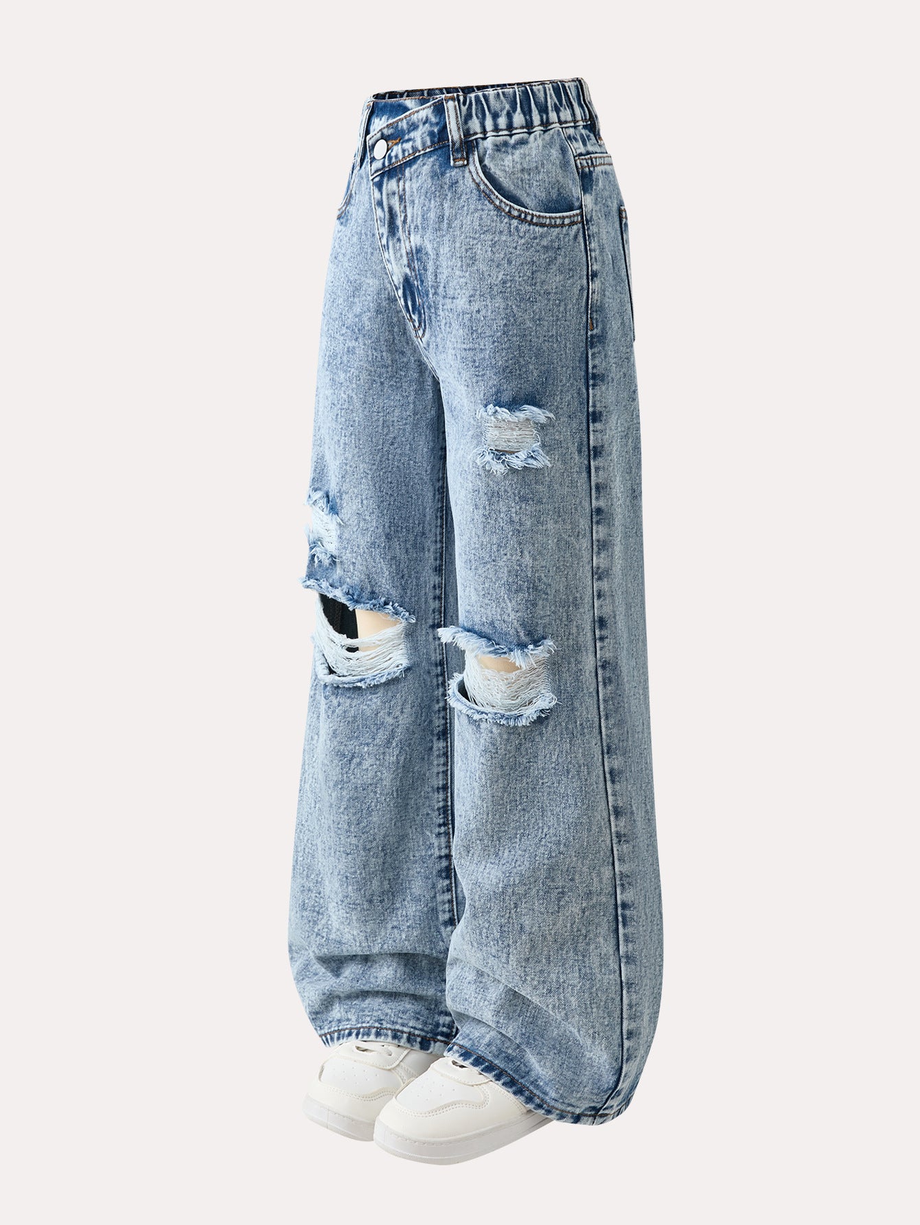 Middle Big Loose Hole Irregular Design Children's Pants