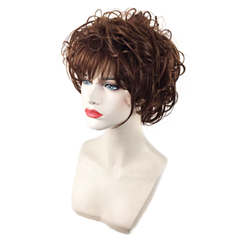 Women's Direct Sales Fashion Fluffy Dark Brown Wig Short Curly Hair