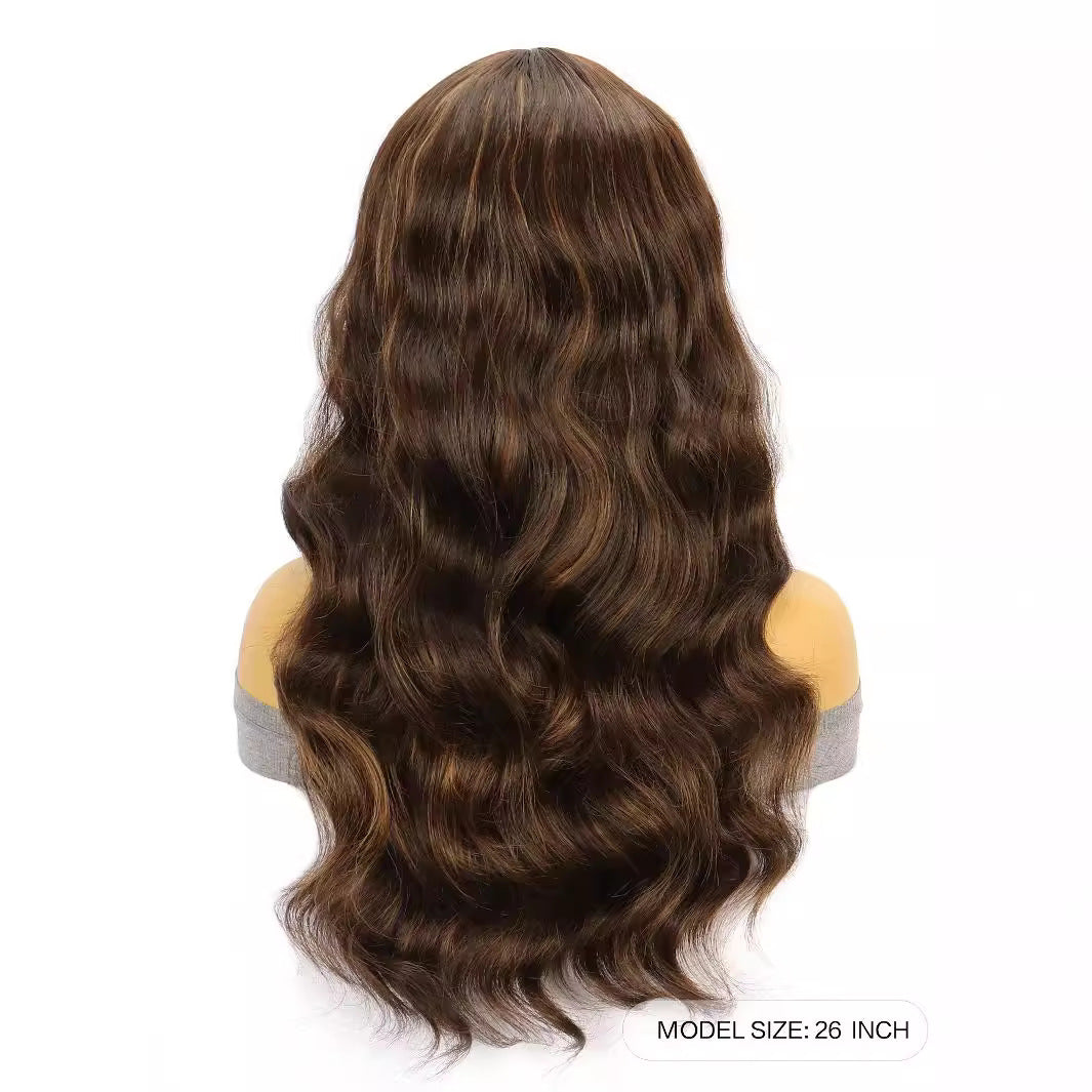 Women's Brown Straight Hair Big Wave Curly Chemical Fiber Front Wig Long Curls