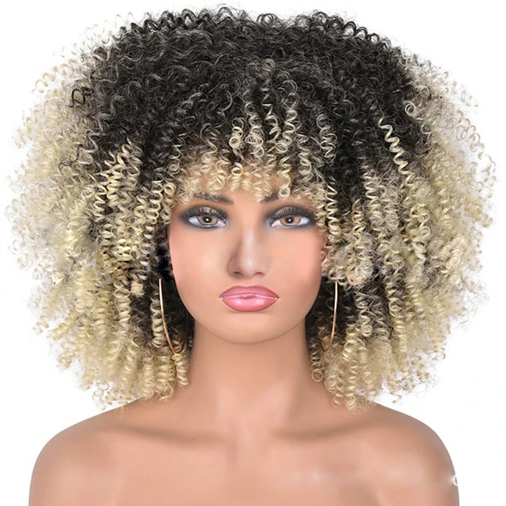 Small Roll Rose Net Explosion Head Cover Wig Long Curls