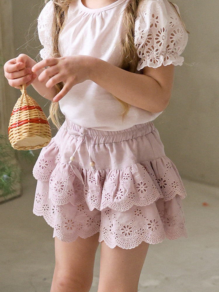 Summer Strawberry Shan Western Style Embroidered Children's Pants