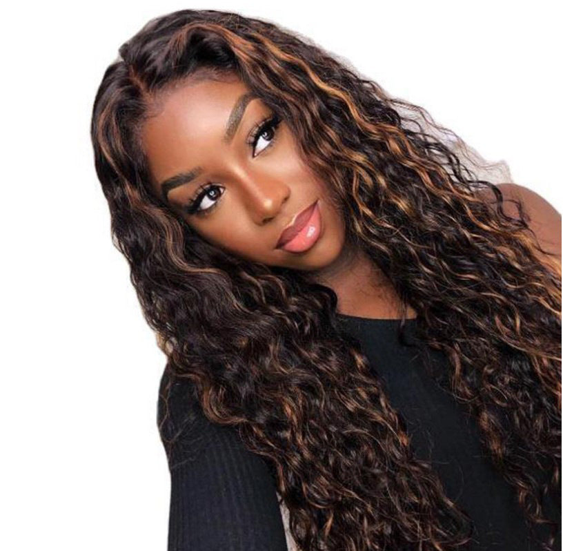 Women's Wrapped Tube Curly Hair African Small Brown Fiber Wig Long Curls