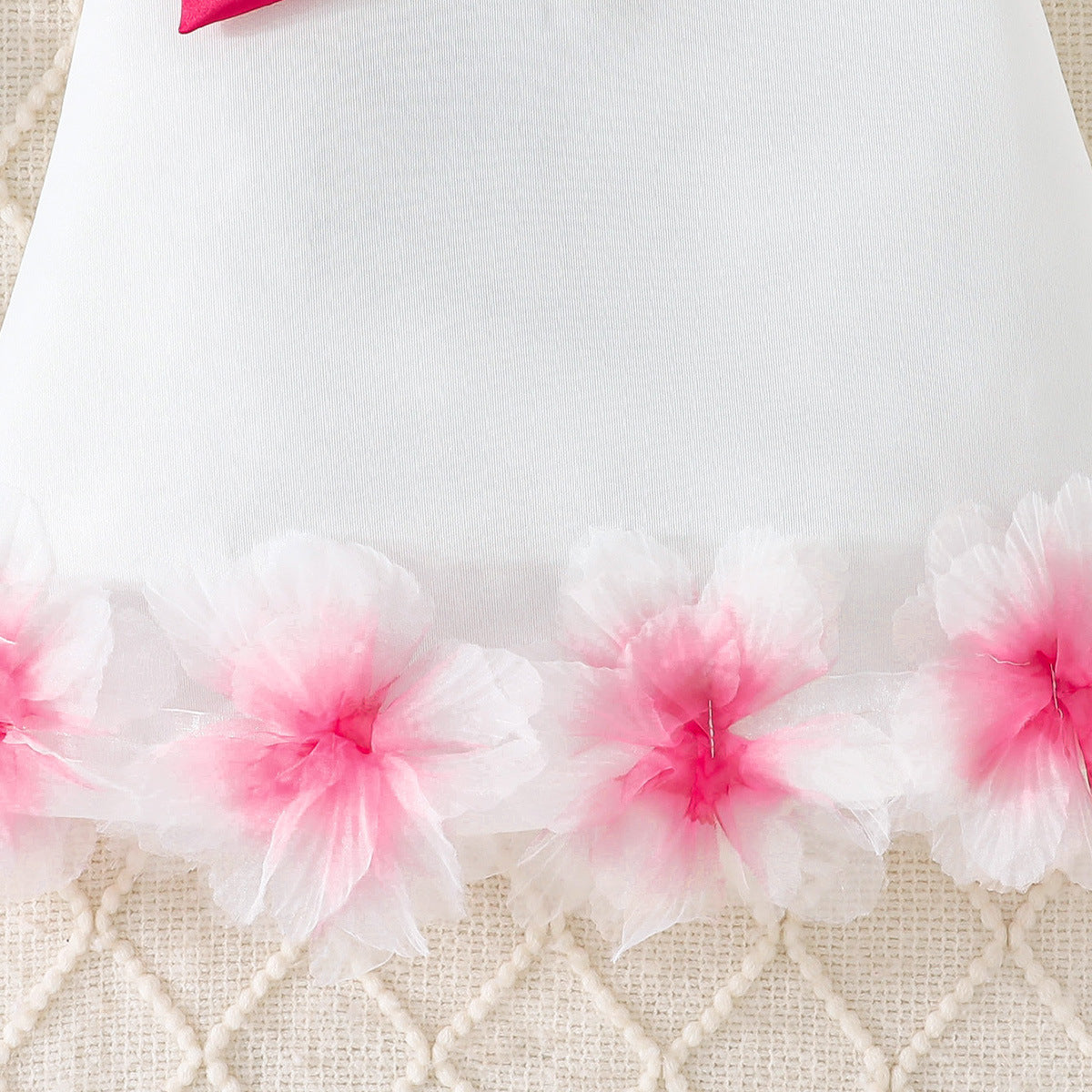 Solid Color Sleeveless Three-dimensional Flower Skirt Bow Children's Dress