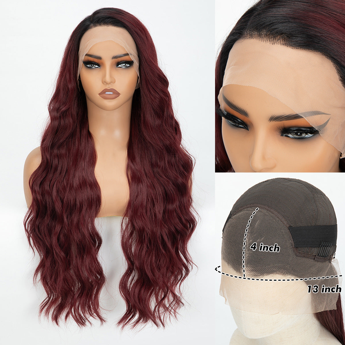 Forehead Lace Headband Hand-woven Long Curly Hair Black Other Wig