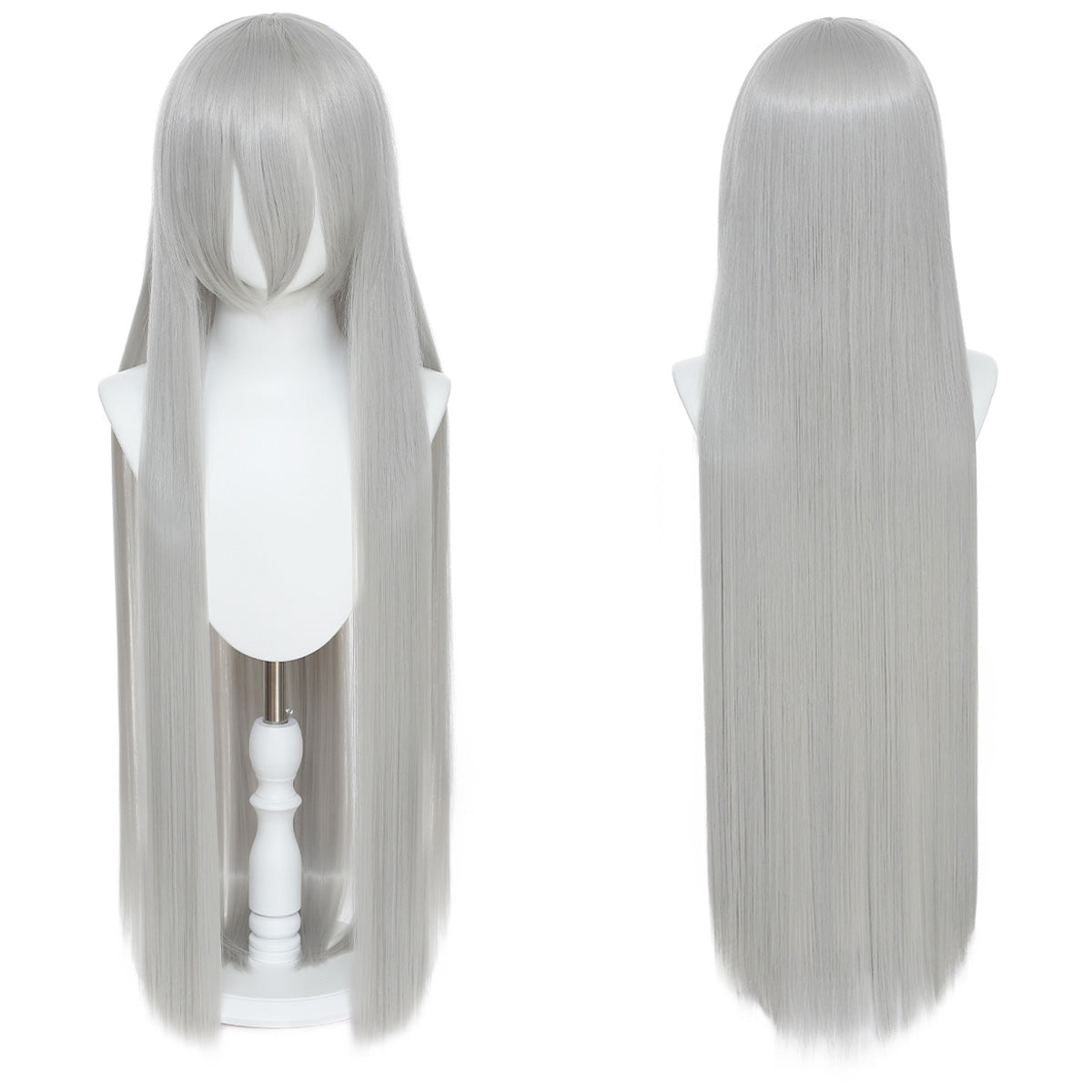Long Straight Hair Hairpiece Blank Black White Cos Wig